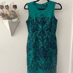 Lands' End Green Sheath Midi Dress Sleeveless Crew Neck Cocktail